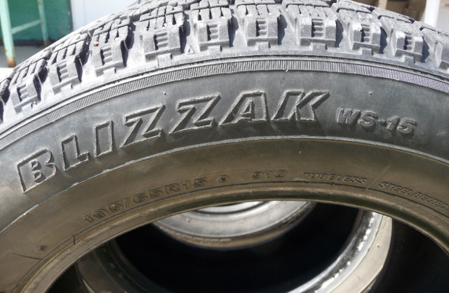 4 Bridgestone Blizzak winter tires  P195/70R15, $100 in Tires & Rims in Saskatoon