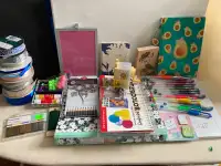 Lot of craft supplies and notebooks