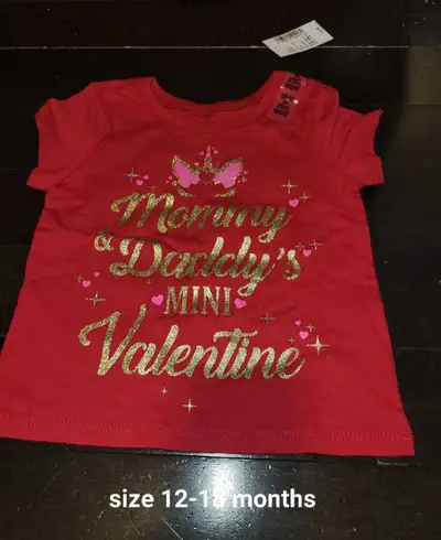 Girl's size 12-18 months Valentine's short sleeve shirt (new), View more