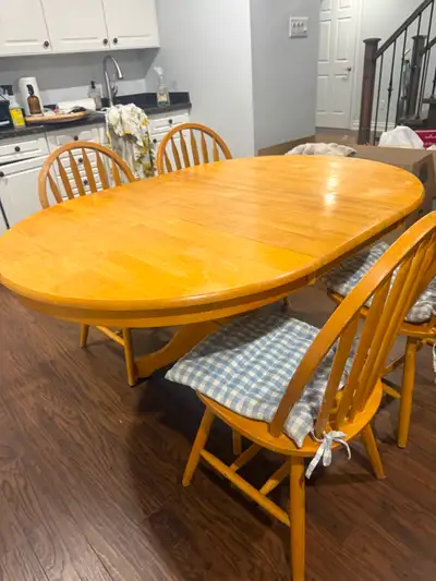 Solid Pine Dining Table & 4 Chairs with Cushions – Extendable, View more