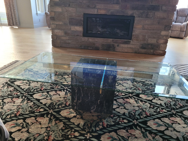 Glass coffee table with marble stand in Coffee Tables in Leamington - Image 2