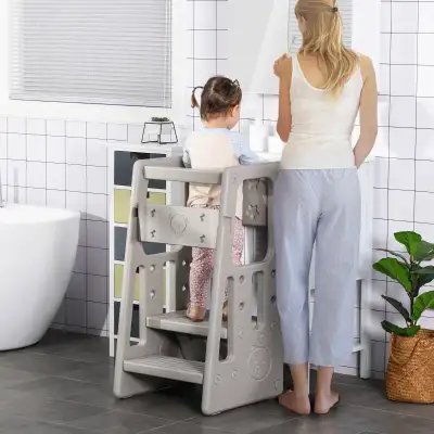 Toddler Kitchen Helper 2 Step Stool with Adjustable Height, View more