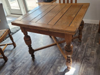 English Draw Leaf Table and 4 matching chairs