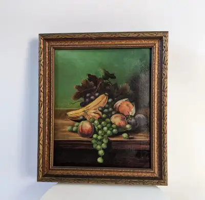 VINTAGE STILL LIFE PAINTING OIL ON CANVAS PAINTING 13" x 15", View more