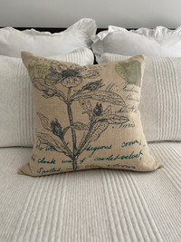 Burlap Throw Pillow with Feather Insert