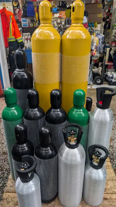 NEW 10-year steel 55cf, 80cf and 125cf welding tanks for MIG mix, argon (TIG), helium, nitrogen, bee...