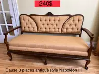Divan/sofa/causeuse antique 3 places Napoléon III 