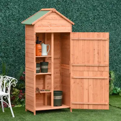 Wood Garden Shed Outdoor Tool Storage Cabinet Hutch Lockable Uni, View more