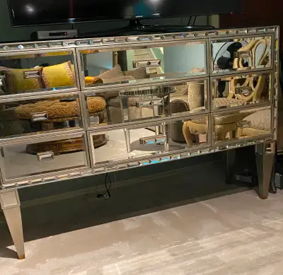 Mirrored Dresser/ Buffet ? chest with matching tables, View more
