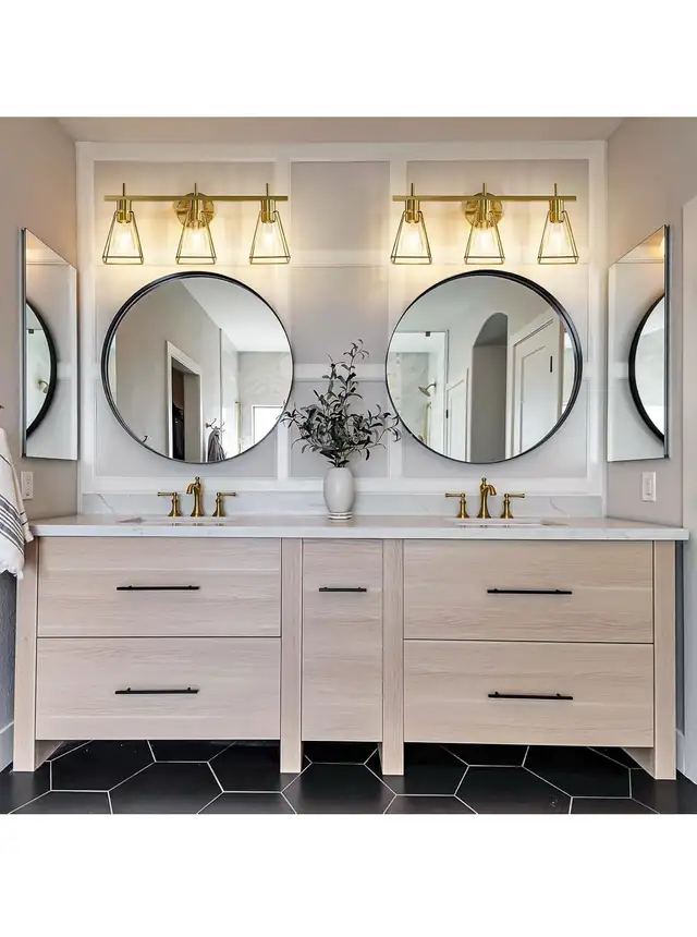 Bathroom Vanity Lights 3 Lights Brushed Gold Wall Lamps Rustic  in Indoor Lighting & Fans in Hamilton - Image 4