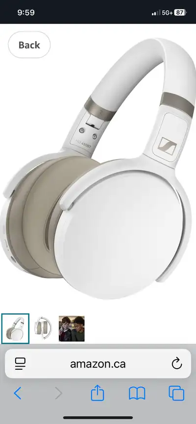 Selling a pair of Sennheiser HD 450BT wireless headphones in white! They come with the original pack...