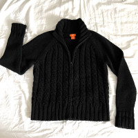 Woman’s Size Large Black Wool Blend Zipper Sweater
