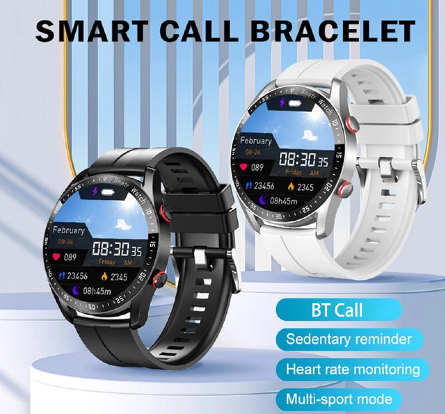 Smartwatch new/Montre intelligente neuve acier+silicone - Argent dans Bijoux et montres  à Ville de Montréal - Image 3