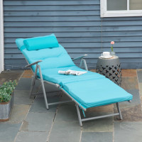 Outdoor Folding Chaise Lounge Chair Recliner with Portable Desig