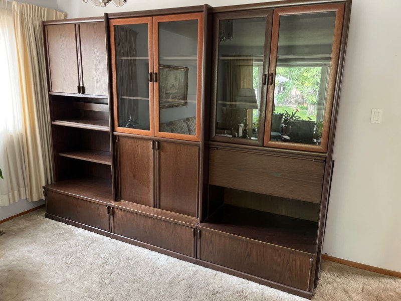 Trisectional Mid Century Modern Wall Unit Hutches & Display