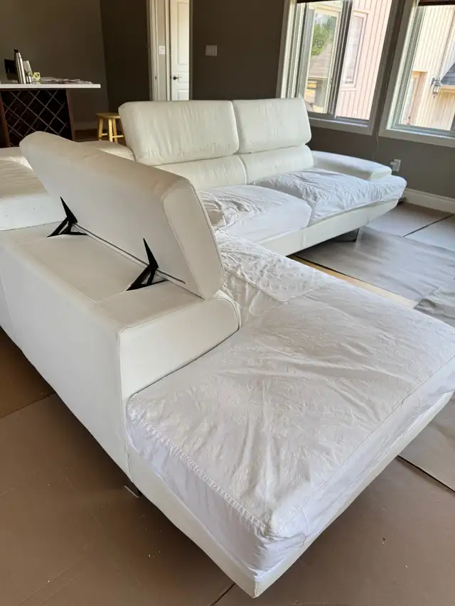 Large L- Shaped Artificial leather  white Sofa. in Chairs & Recliners in Kingston - Image 6