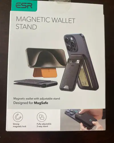 magnetic wallet and  stand - new in box, View more