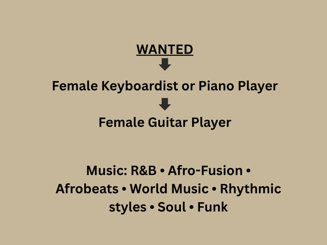 PAID GIG: Female Keyboardist or Guitarist | R&B • Afro-Fusion