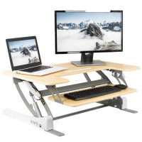 Used Standing Desk Converter: VIVO Light Wood / White 36" Riser