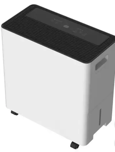 Dehumidifier, heavy duty 50 pint/day capacity model by Midea. features a built-in pump for easy empt...