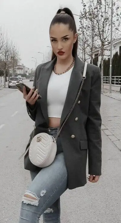 Zara grey blazer jacket Medium veste manteau suit tuxedo veston, View more