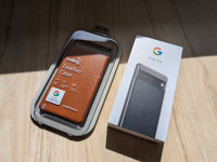 BNIB Pixel 6A 128GB Black With Leather Case and screen protector