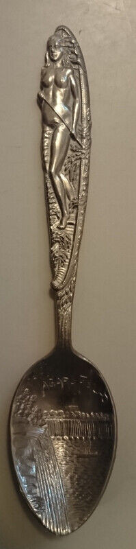 BM Co. Silver Souvenir Spoon Indian Maiden Canoe Niagara Fall.