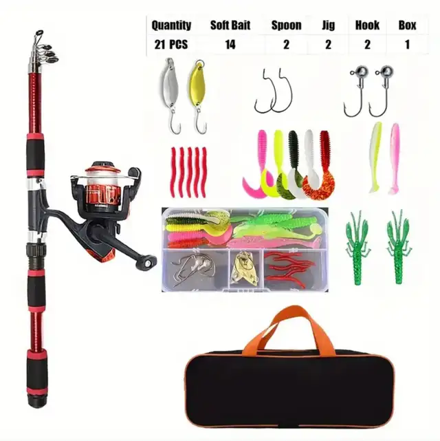 Fishing Rod Combo, NEW, Telescopic, Reel, Line, Lures, Bag in Other in Markham / York Region - Image 2
