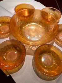 Vintage Iridescent Glass Desert Bowl Set