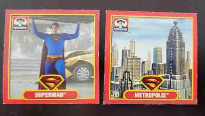 For sale are two rare vintage Superman collectible cards from the 1978 Quaker Oats cereal promotion....