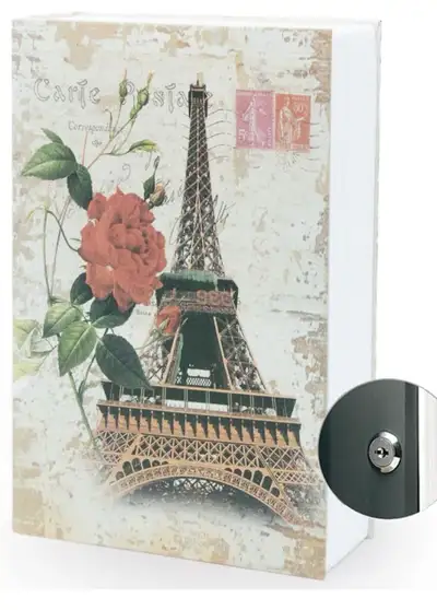 Boîte de rangement décorative Paris / coffre-fort en forme de livre avec clef. État neuf, pas utilis...