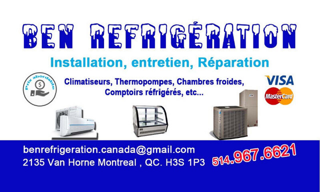 Ben Réfrigération  dans Chauffage, ventilation et climatisation  à Ville de Montréal