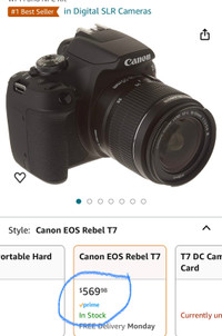 Selling my new camera. Canon EOS Rebel T7 EF-S DSLR Camera with 