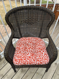 Wicker chair 2 chairs and Sofa comes with cushions . 