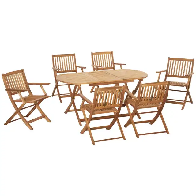 7 Piece Wood Patio Dining Set for 6, Teak in Patio & Garden Furniture in Markham / York Region - Image 3