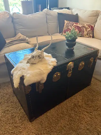 Vintage Steamer Trunk Coffee Table, View more