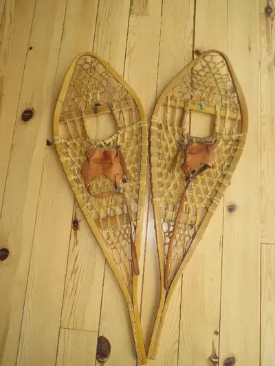 Gros Louis classic wooden snow shoes. 14" x 42" Check out my other ads for more sizes.
