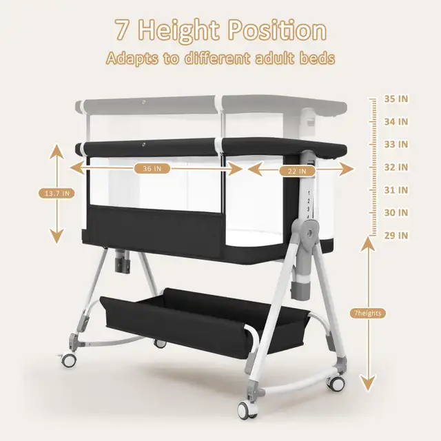 MEICHYUN Baby Bassinet Bedside Sleeper w Musical Toy in Cribs in Markham / York Region - Image 7