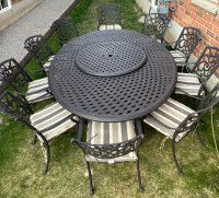 10 chairs heavy cast aluminum patio set