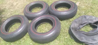 Complete set of 4 Michelin X Redline Tires removed from a Triumph TR6. These are tube type radials a...