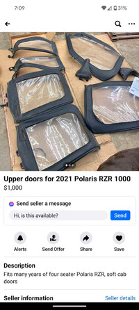 Polaris RZR canvas upper doors