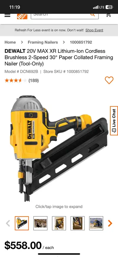 DEWALT 20V MAX XR Cordless Brushless 2-Speed 30° Paper, View more