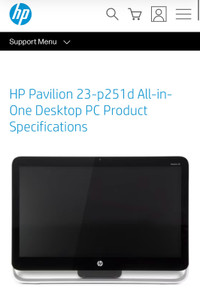 HP PAVILION ALL IN ONE TOUCH SCREEN DESKTOP COMPUTER
