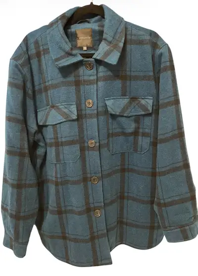 Dynamite Plaid Shacket – Blue/Black | Size L | Like New, View more