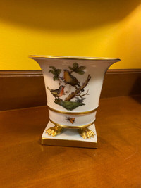 Vintage Herend Rothschild Bird Mini Urn Vase 24kt Gold Claw Feet