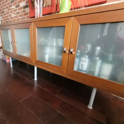 Modern Wood Sideboard with Frosted Glass Doors, View more