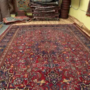BEAUTIFUL PERSIAN MASHAD 9.8FT × 12.10FT WOOL HANDKNOTTED RUG, View more