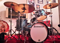 Ludwig Drum Set, stage ready with Zildjian 20,16,16,14 hats.