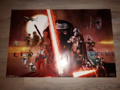 6 Star Wars Posters up for grabs. 1) Star Wars Force Awakens 34" x 22.5 2) Star Wars 36" x 24" 3)The...