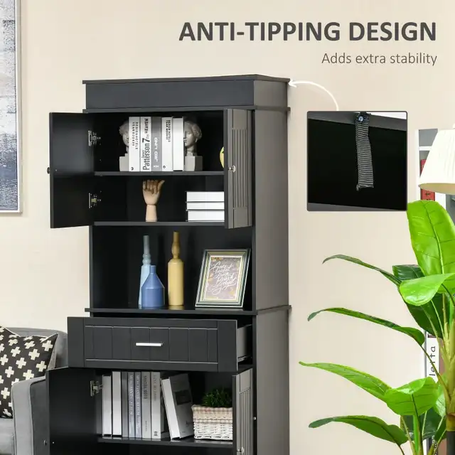 72" Kitchen Pantry Cabinet, Freestanding Buffet with Hutch, Cupb in Hutches & Display Cabinets in Markham / York Region - Image 6